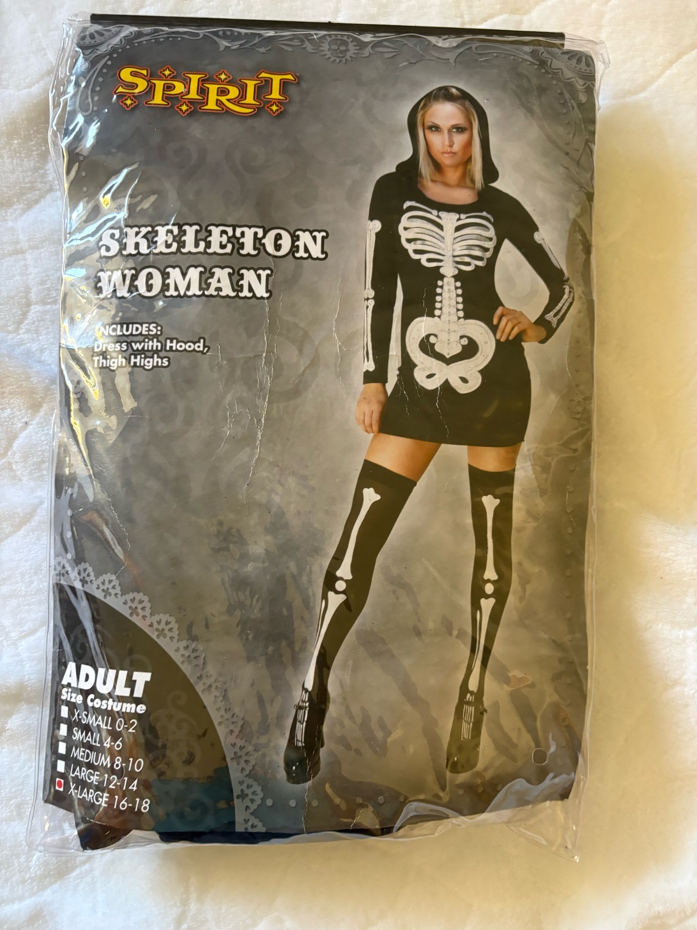 Spirit Black & White Skeleton Woman Dress with Thigh-High Socks
